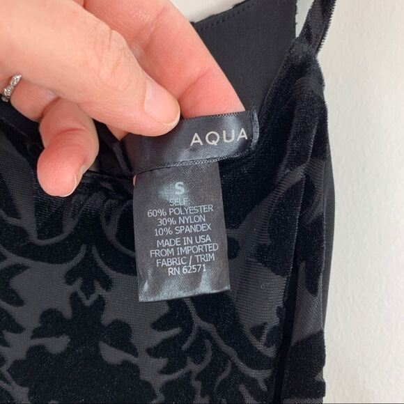 AQUA Sleeveless Black Burnout Velvet Pattern Little Black Dress S - Picture 12 of 13